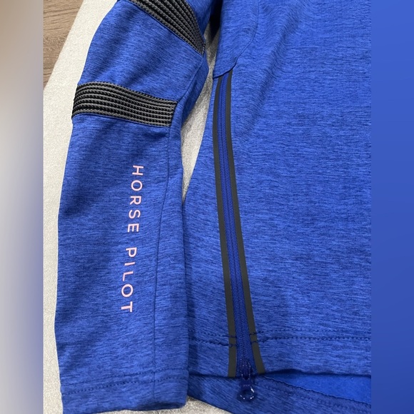 [M]Horse Pilot Teal Long Sleeve Performance Jersey Zipper Details - Picture 3 of 13